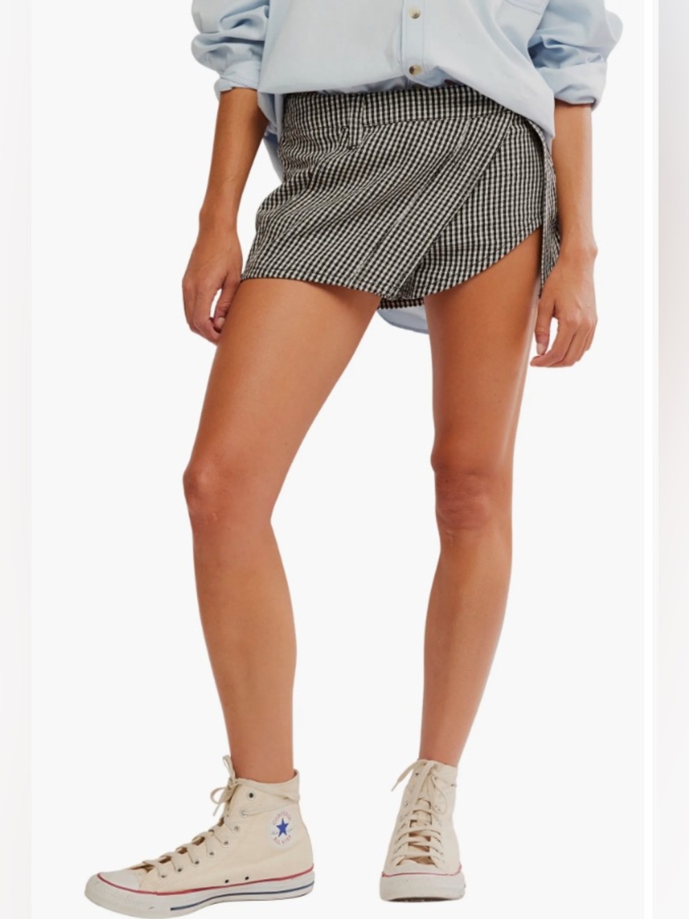 Free People Georgie Micro Gingham Front Wrap Skort, size 6 NWT